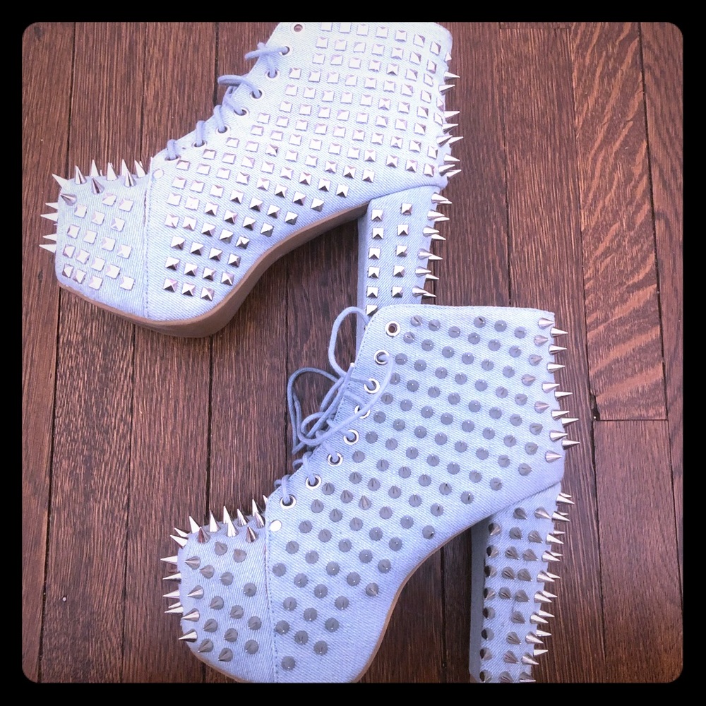 Blue Denim Spiked Jeffrey Campbell ankle boots!